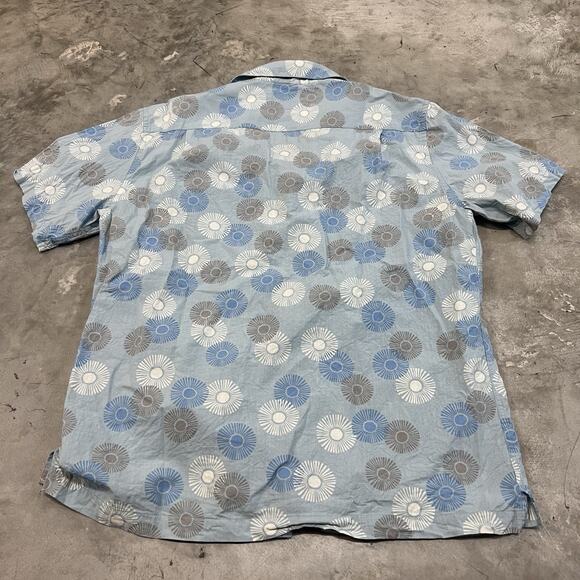 Quicksilver Shirt Men XL Blue Floral Hawaiian Short Sleeve Waterman Collection - Picture 5 of 7
